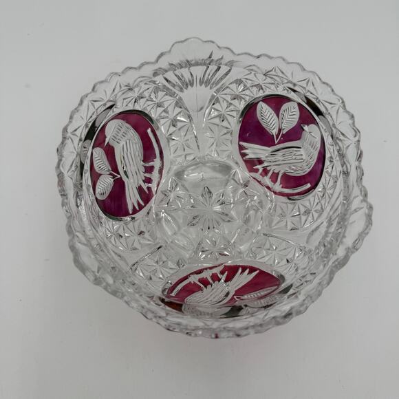 Vintage Byrdes Collection 3 Toed Bowl 5 inch by Hofbauer 24% Lead Crystal - Picture 3 of 12